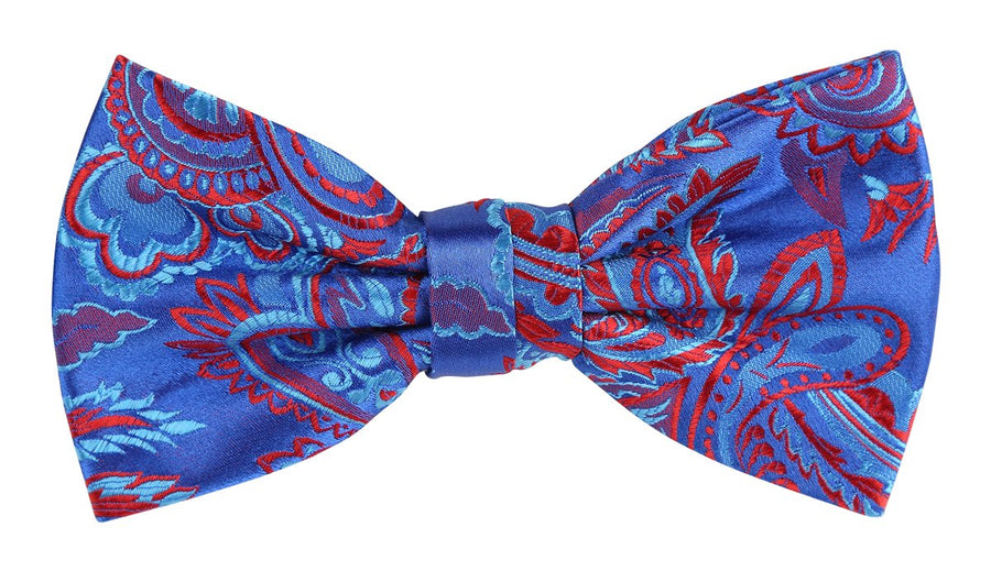 James Adelin Floral Bow Tie in Royal, Blue and Red