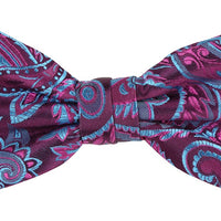 James Adelin Floral Bow Tie in Burgundy, Magenta and Turquoise