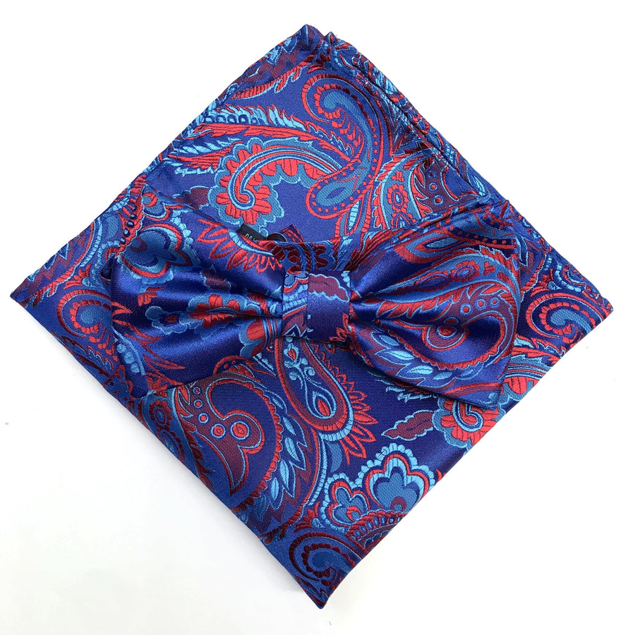 James Adelin Luxury Paisley Pocket Square in Royal, Blue and Red