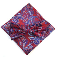 James Adelin Luxury Paisley Pocket Square in Red, Blue and Silver