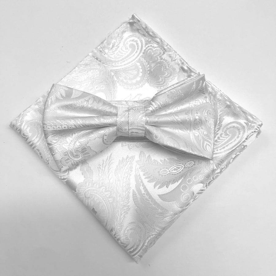 James Adelin Luxury Paisley Pocket Square in White