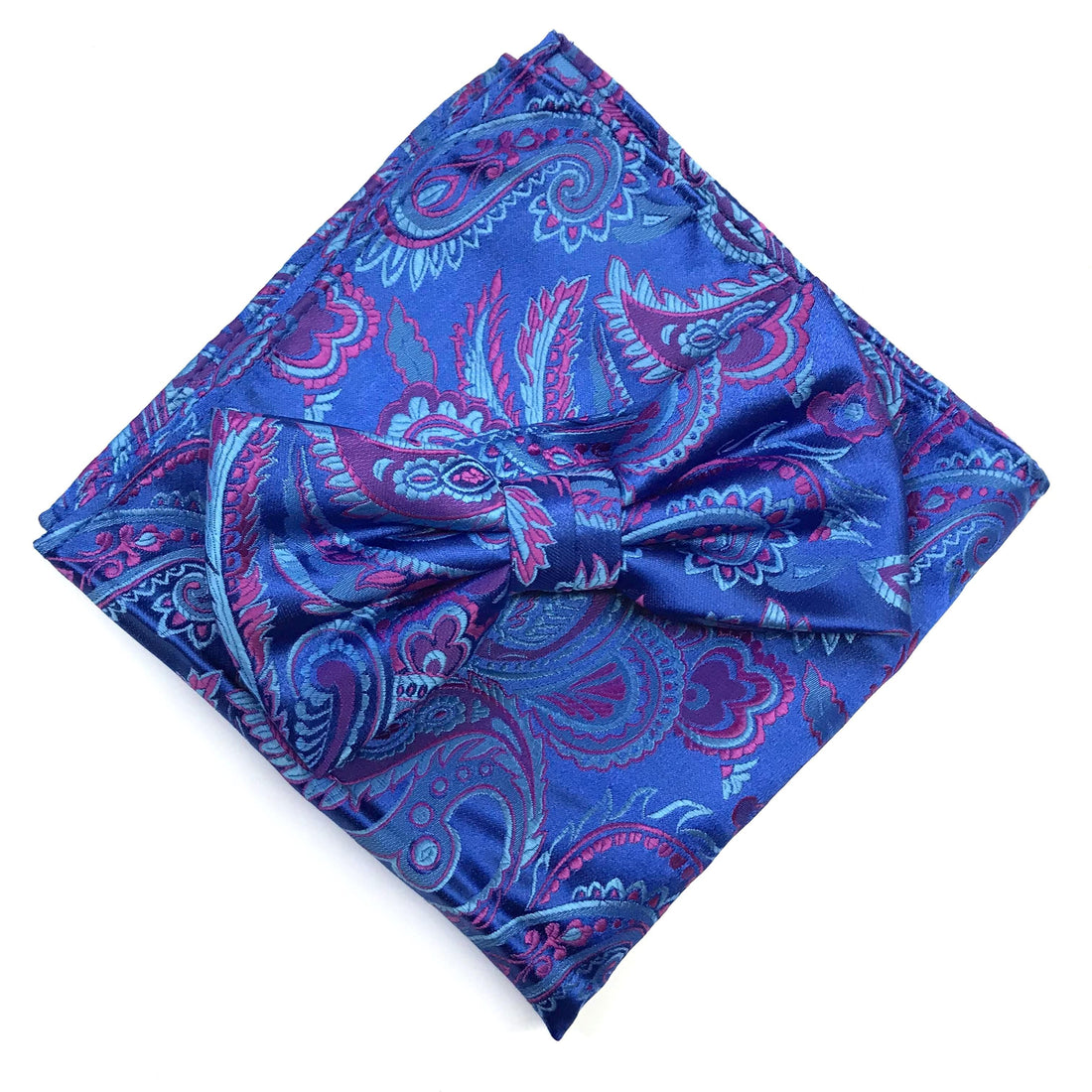 James Adelin Luxury Paisley Pocket Square in Royal, Sky and Pink