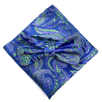 James Adelin Luxury Paisley Pocket Square in Royal, Purple and Lime