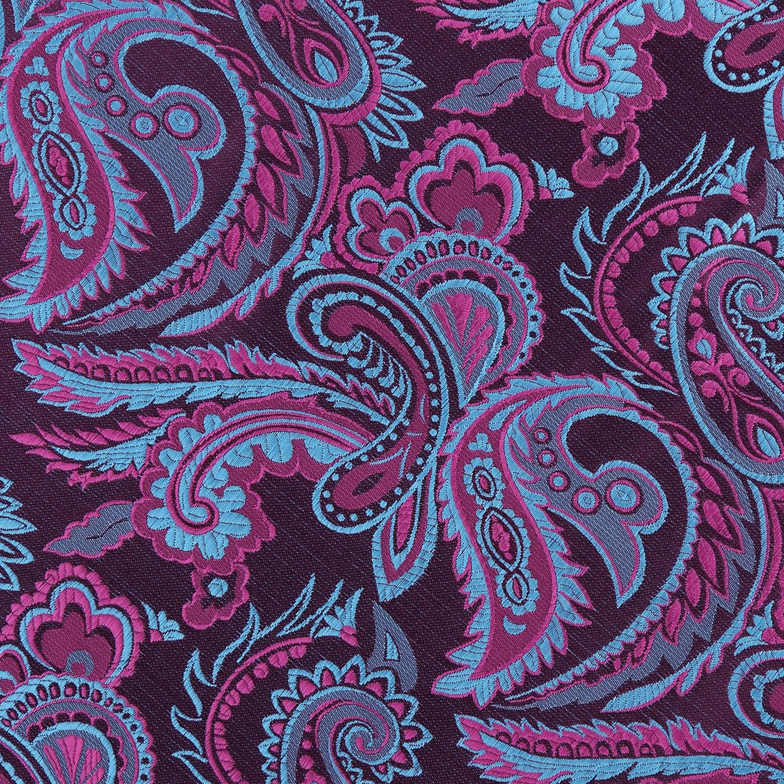 James Adelin Luxury Paisley Pocket Square in Magenta and Turquoise