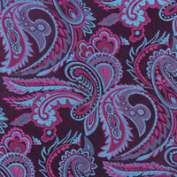 James Adelin Luxury Paisley Pocket Square in Magenta and Turquoise