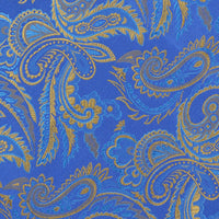 James Adelin Luxury Paisley Pocket Square in Royal, Blue and Gold