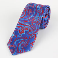 James Adelin Luxury Paisley Neck Tie in Royal, Blue and Red