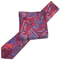 James Adelin Luxury Paisley Neck Tie in Red, Blue and Silver