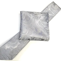 James Adelin Luxury Paisley Neck Tie in Silver