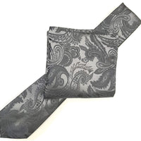 James Adelin Luxury Paisley Neck Tie in Grey and Charcoal