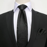 James Adelin Luxury Neck Tie in Black Paisley