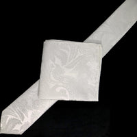 James Adelin Luxury Neck Tie in Off White Paisley