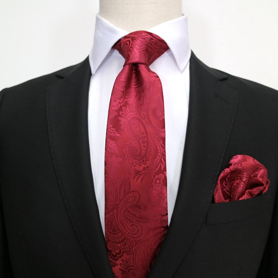 James Adelin Luxury Paisley Pocket Square in Burgundy