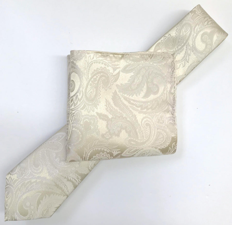 James Adelin Luxury Paisley Neck Tie in Ivory