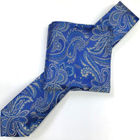 James Adelin Luxury Paisley Neck Tie in Royal, Blue and Silver