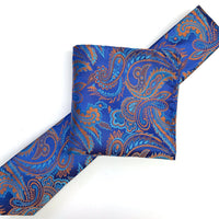 James Adelin Luxury Paisley Neck Tie in Royal, Turquoise and Orange