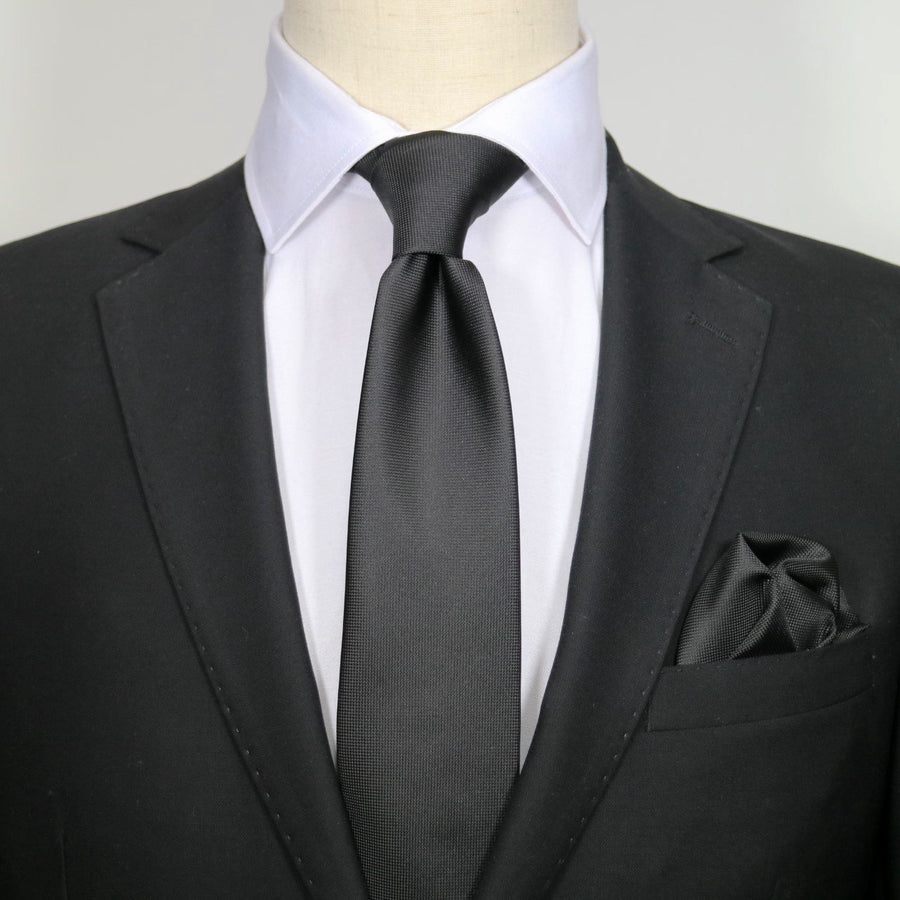 James Adelin Luxury Neck Tie in Black Textured Weave