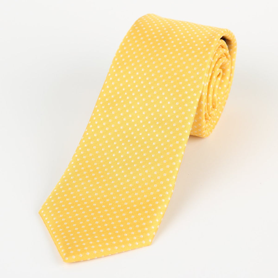 James Adelin Luxury Mini Spot Neck Tie in Gold and White