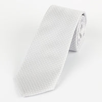 James Adelin Luxury Mini Spot Neck Tie in Silver and White