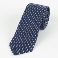 James Adelin Luxury Mini Spot Neck Tie in Navy and White