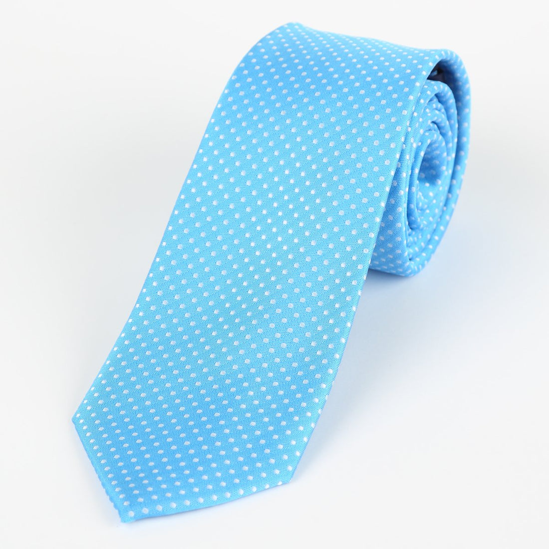 James Adelin Luxury Mini Spot Neck Tie in Turquoise and White