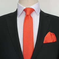 James Adelin Luxury Mini Spot Neck Tie in Orange and White