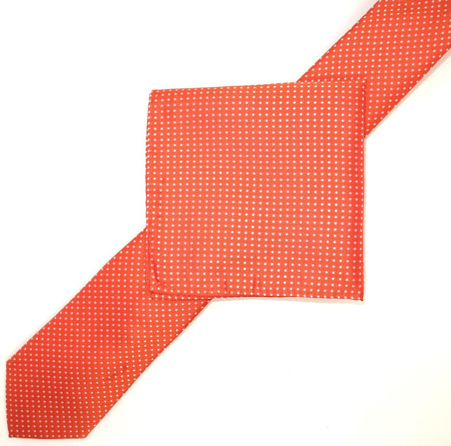 James Adelin Luxury Mini Spot Pocket Square in Orange and White