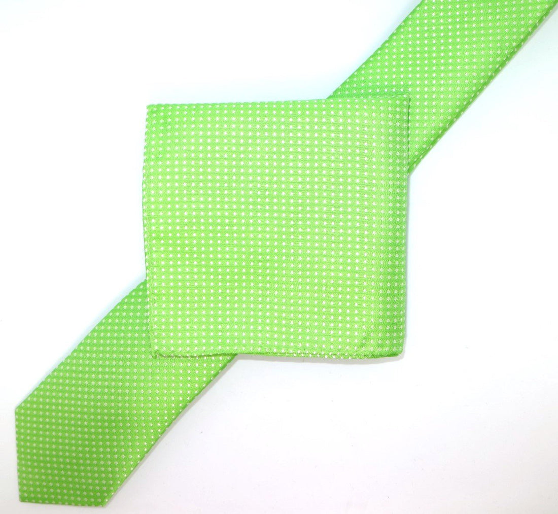 James Adelin Luxury Mini Spot Neck Tie in Lime Green and White