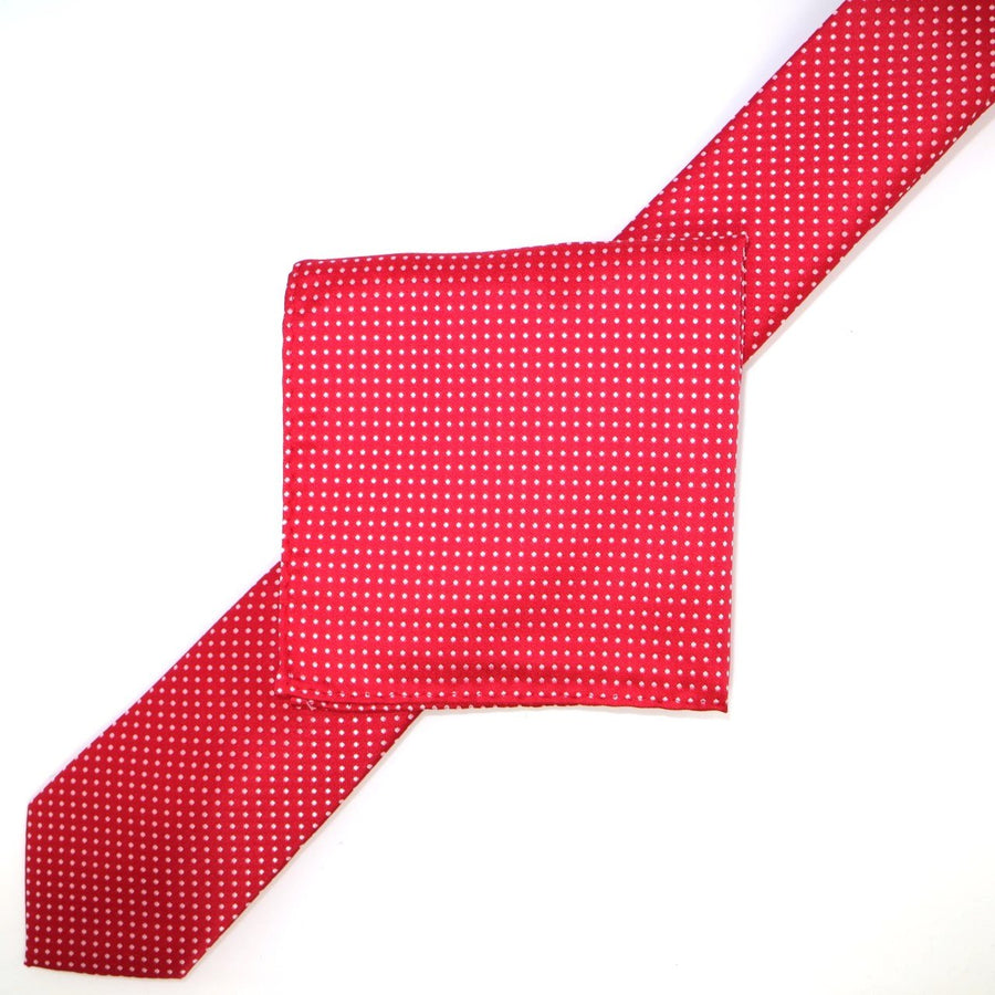 James Adelin Luxury Mini Spot Neck Tie in Red and White