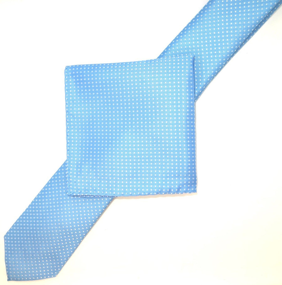 James Adelin Luxury Mini Spot Neck Tie in Sky and White