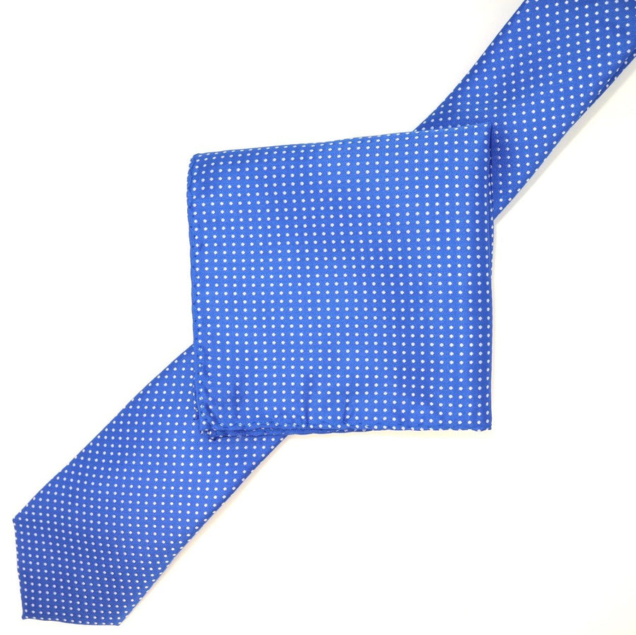 James Adelin Luxury Mini Spot Pocket Square in Royal and White