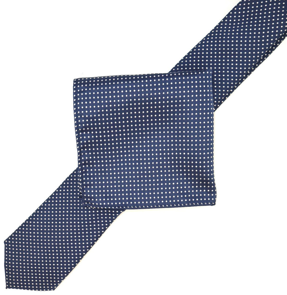 James Adelin Luxury Mini Spot Neck Tie in Navy and White