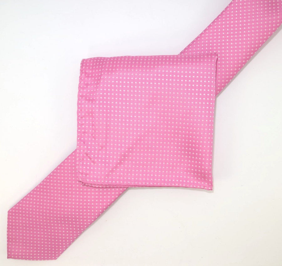 James Adelin Luxury Mini Spot Neck Tie in Pink and White