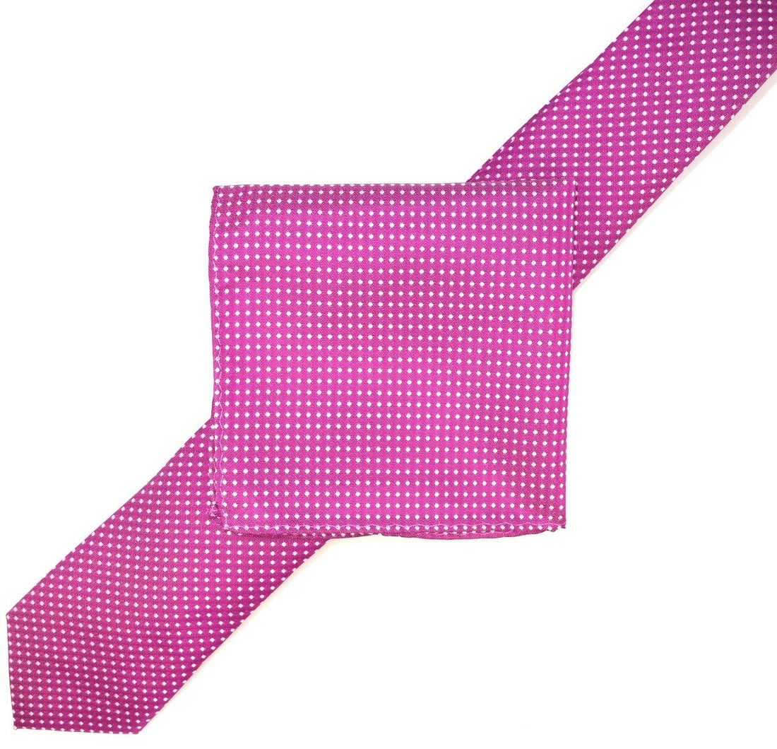 James Adelin Luxury Mini Spot Pocket Square in Magenta and White