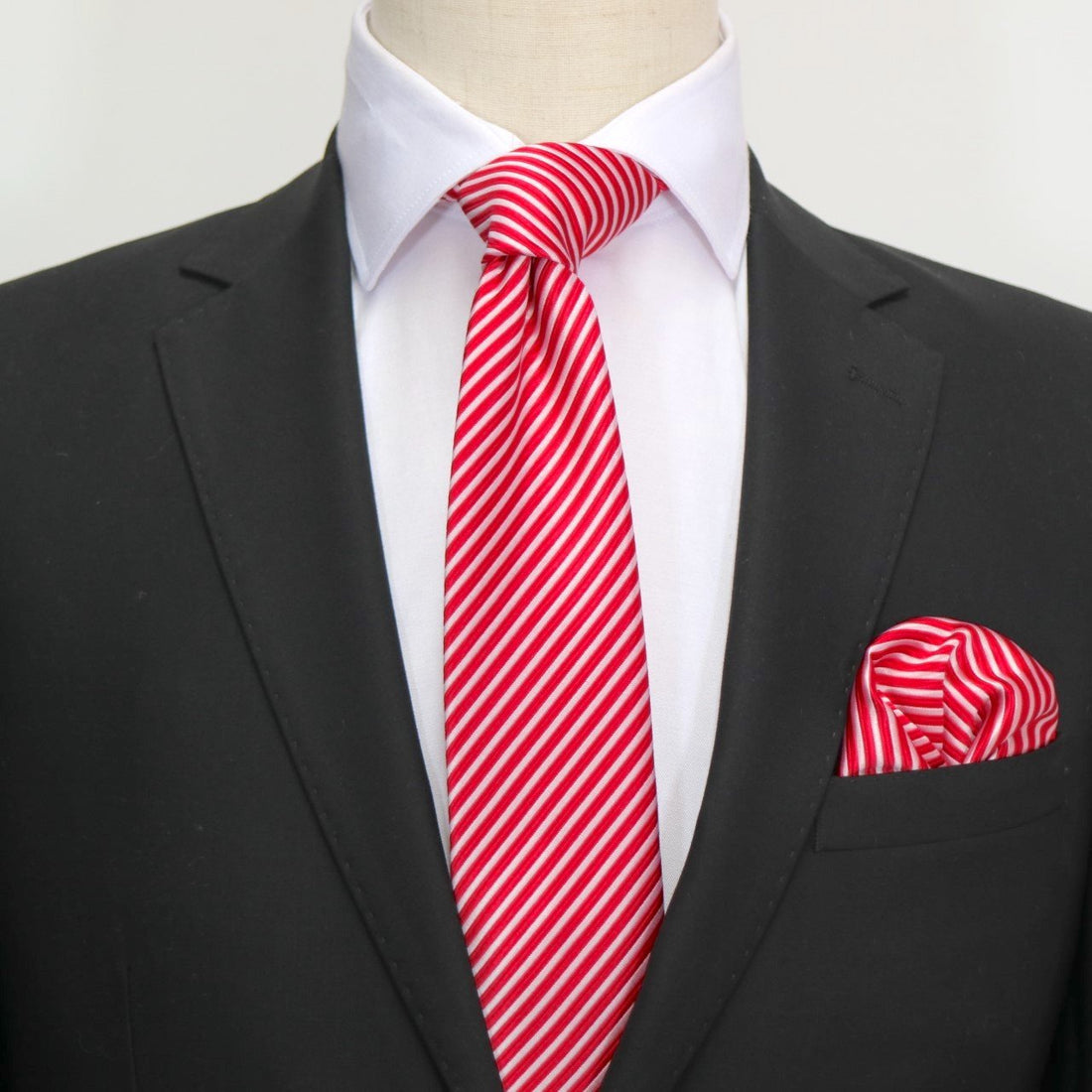 James Adelin Luxury Neck Tie in Red and White Diagonal Mini Stripe