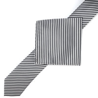 James Adelin Luxury Neck Tie in Charcoal and White Diagonal Mini Stripe