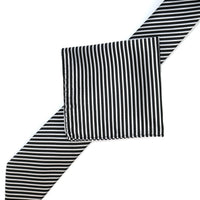 James Adelin Luxury Mini Stripe Pocket Square in Black and White