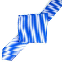 James Adelin Luxury Neck Tie in Royal and White Mini Stripe