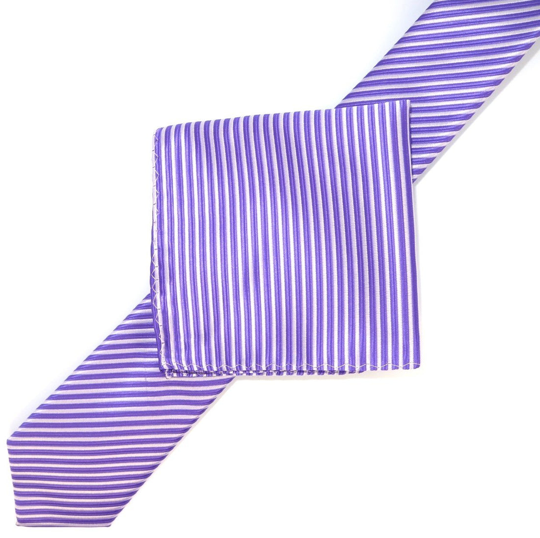 James Adelin Luxury Neck Tie in Purple and White Mini Stripe