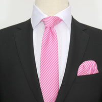 James Adelin Luxury Neck Tie in Pink and White Mini Stripe