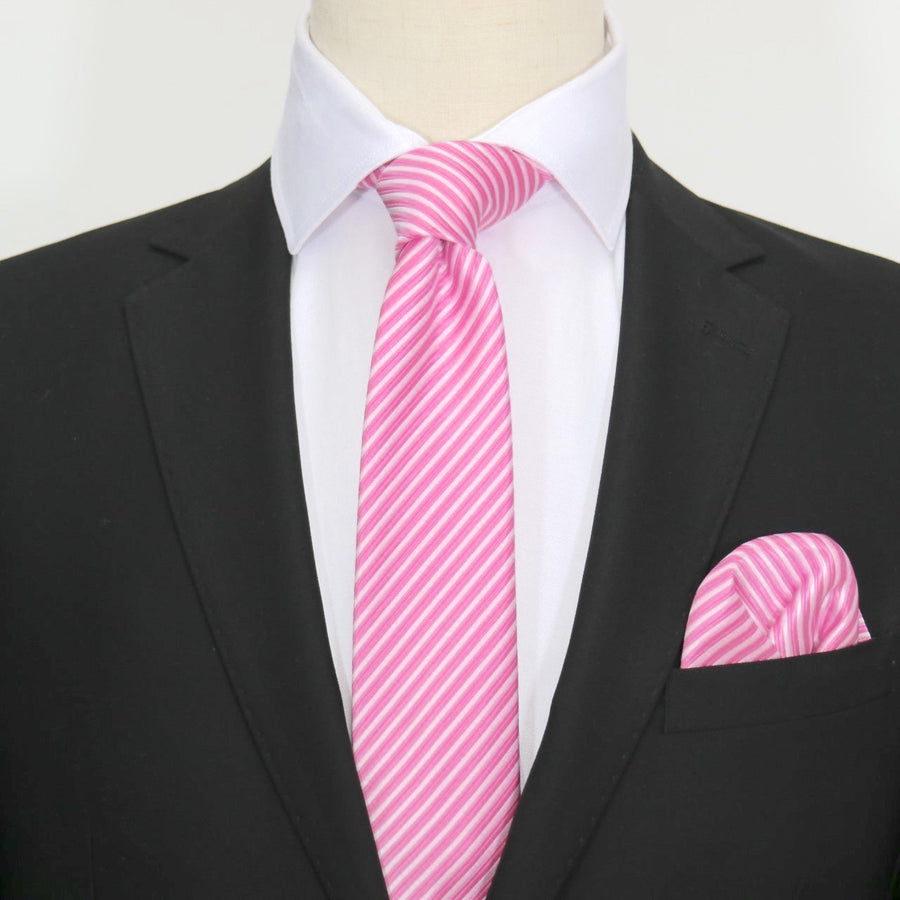 James Adelin Luxury Neck Tie in Pink and White Mini Stripe