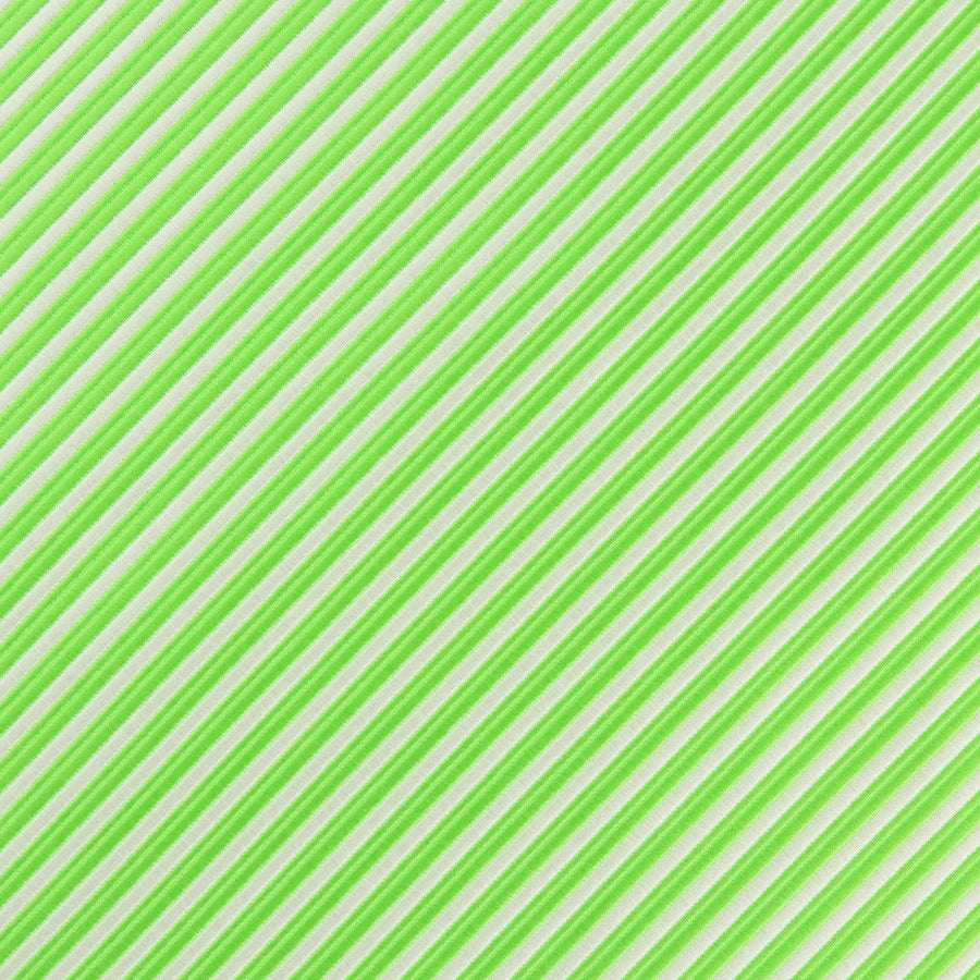 James Adelin Luxury Mini Stripe Pocket Square in Lime Green and White