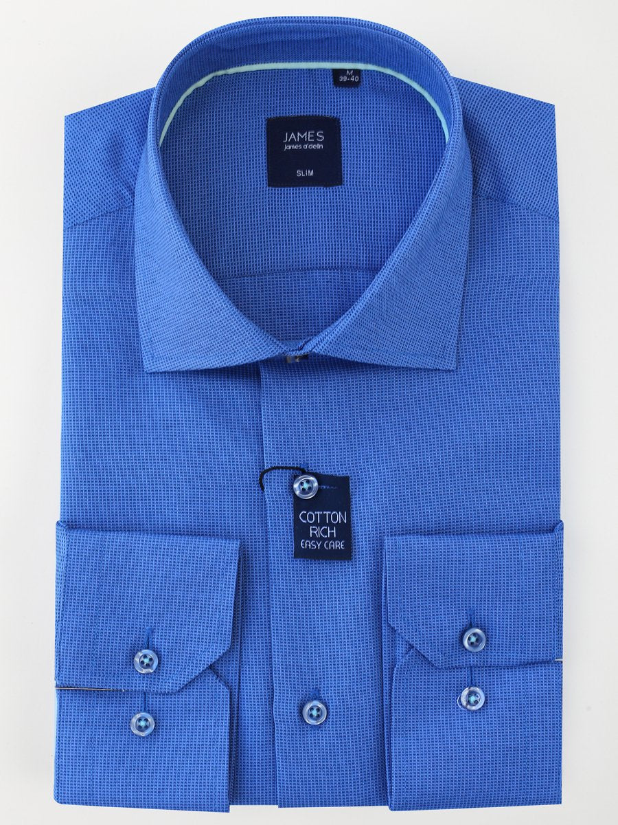 James Adelin Long Sleeve Shirt in Royal Textured Weave