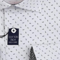 James Adelin Long Sleeve Shirt in White and Black Spotted Paisley