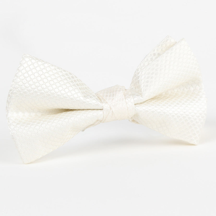 James Adelin Luxury Silk Square Weave Single Dimple Bow Tie Off-White