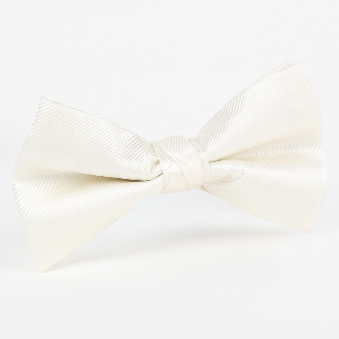 James Adelin Luxury Pure Twill Weave Silk Single Dimple Bow Tie in Off-White