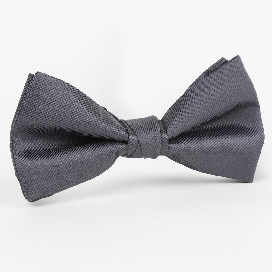 James Adelin Luxury Silk Twill Weave Single Dimple Bow Tie in Charcoal