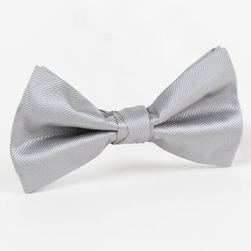 James Adelin Luxury Silk Twill Weave Single Dimple Bow Tie in Silver