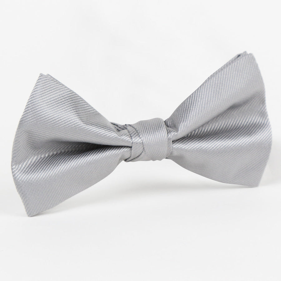 James Adelin Luxury Silk Twill Weave Single Dimple Bow Tie in Silver