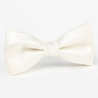 James Adelin Luxury Pure Silk Twill Weave/Satin Edge Trim Bow Tie in Off-White